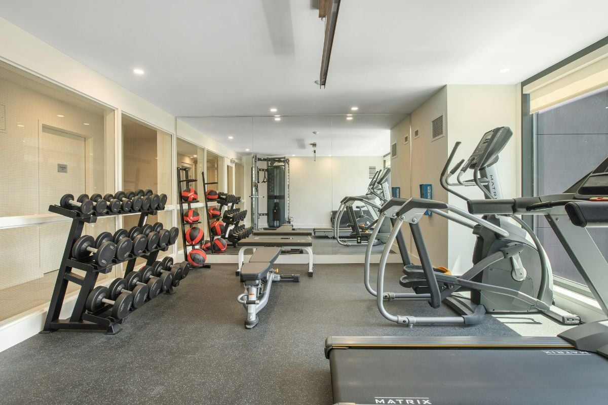 The fitness center inside a new condo in NYC