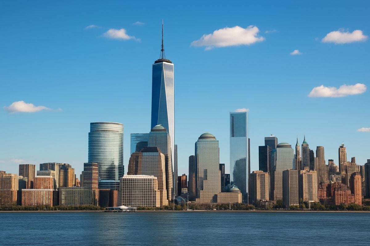 A view of the Manhattan skyline on a clear day