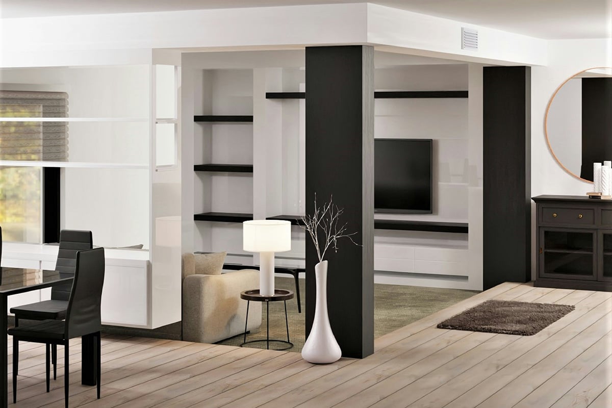 The interior of a modern home with an open concept layout