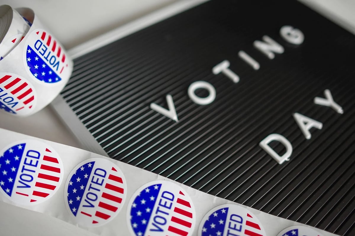 Voting Day sign and sticker roll
