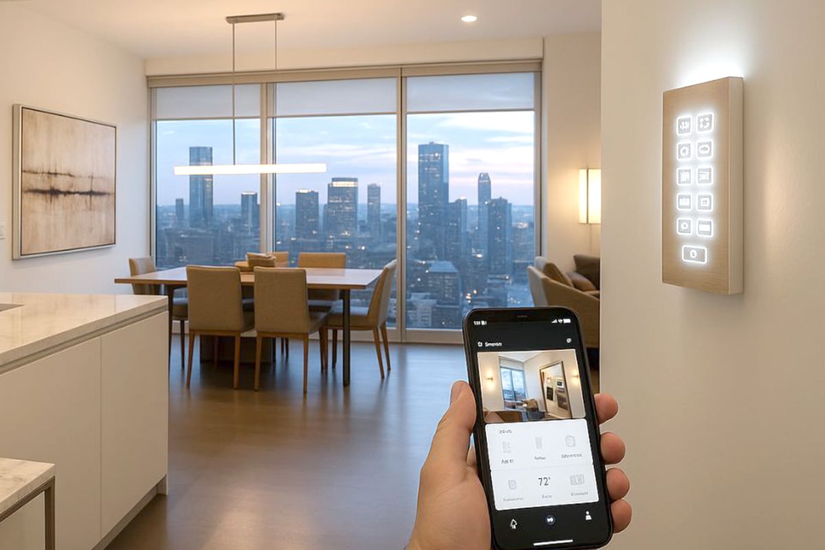 Modern condo with smart home tech features